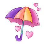 可爱卡通爱心雨伞