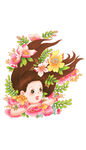 女孩花朵花卉暖春季海报装饰素材