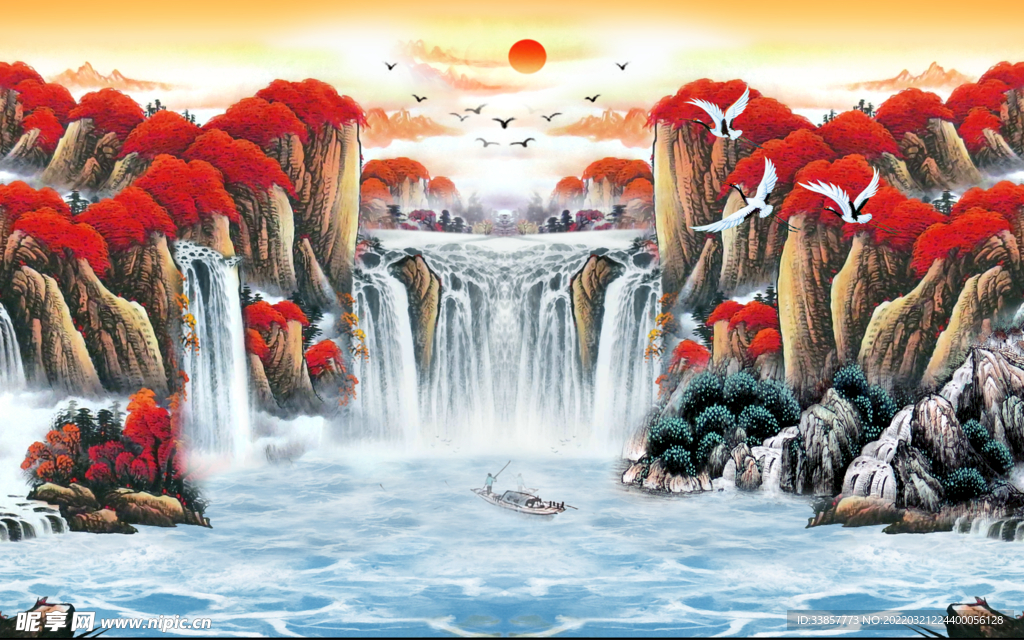 鴻運當頭山水國畫