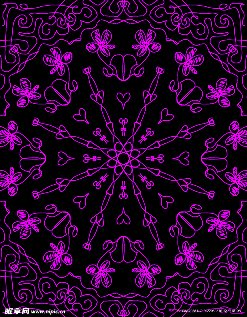 放射图形紫色手绘纹理纹样