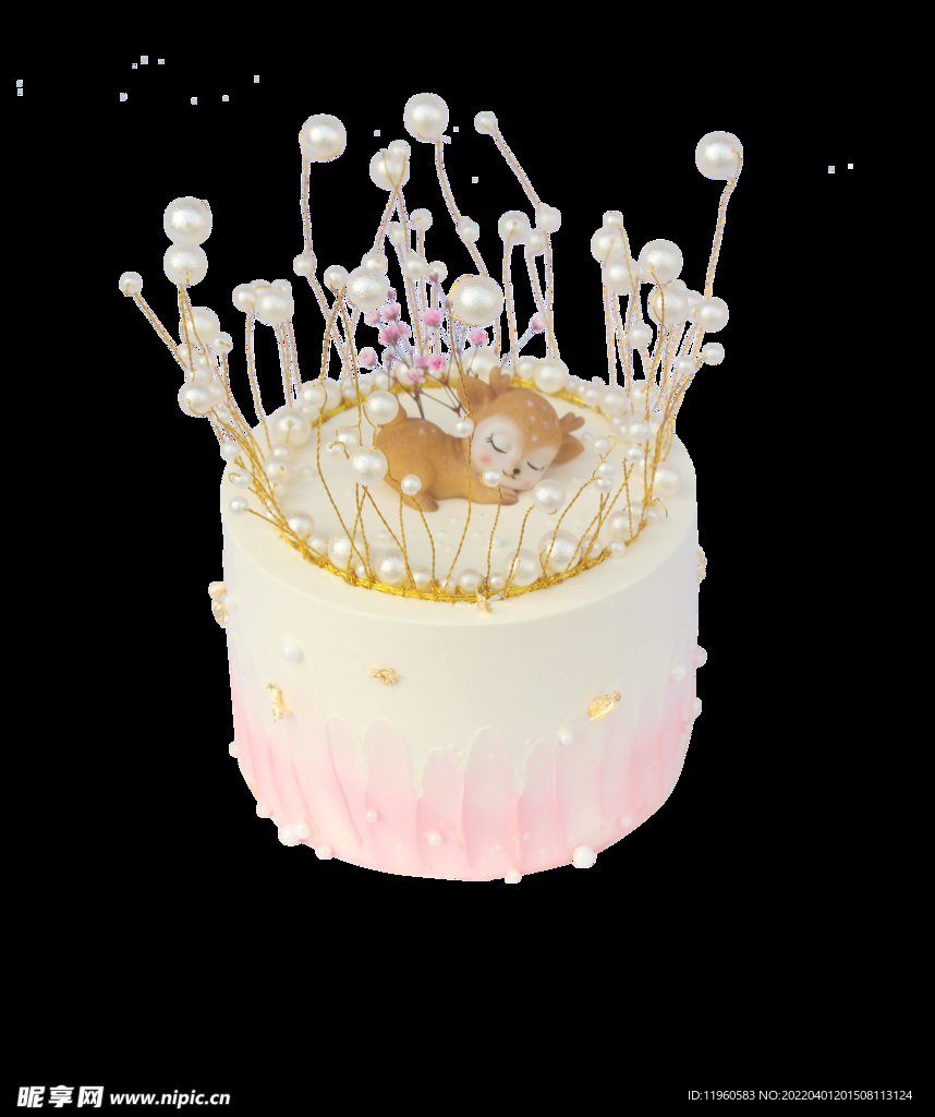 珍珠小鹿奶油生日蛋糕