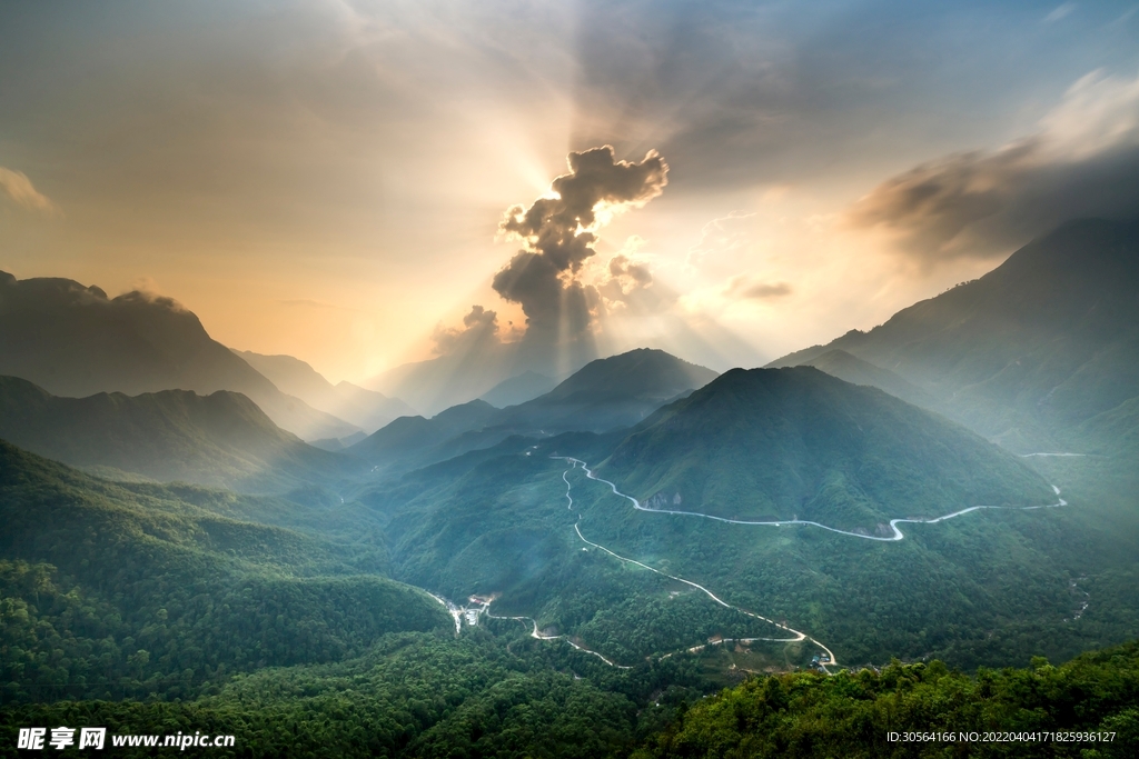 戶外森林山脈