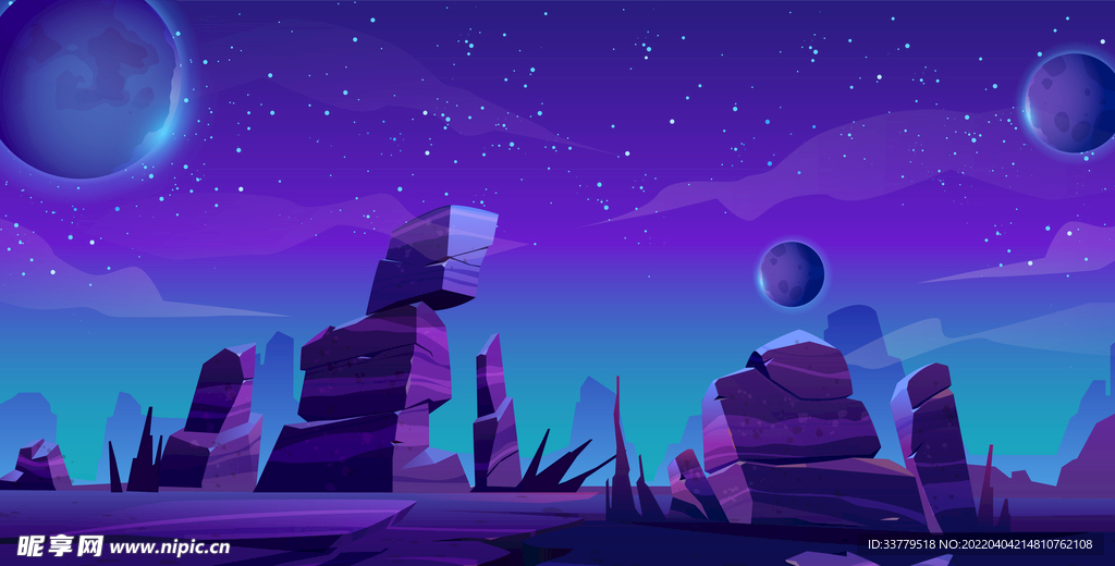 月球星球藍色科技時尚背景