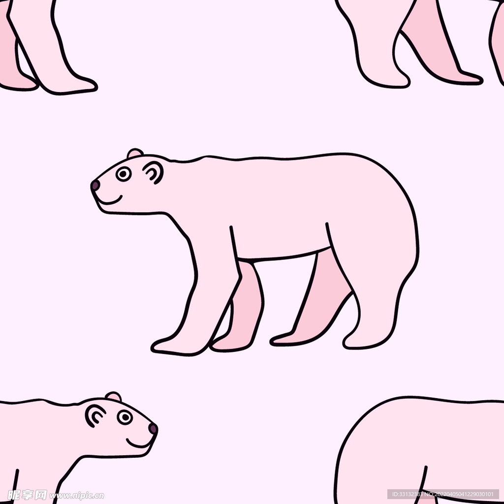 动物图案背景 卡通北极熊