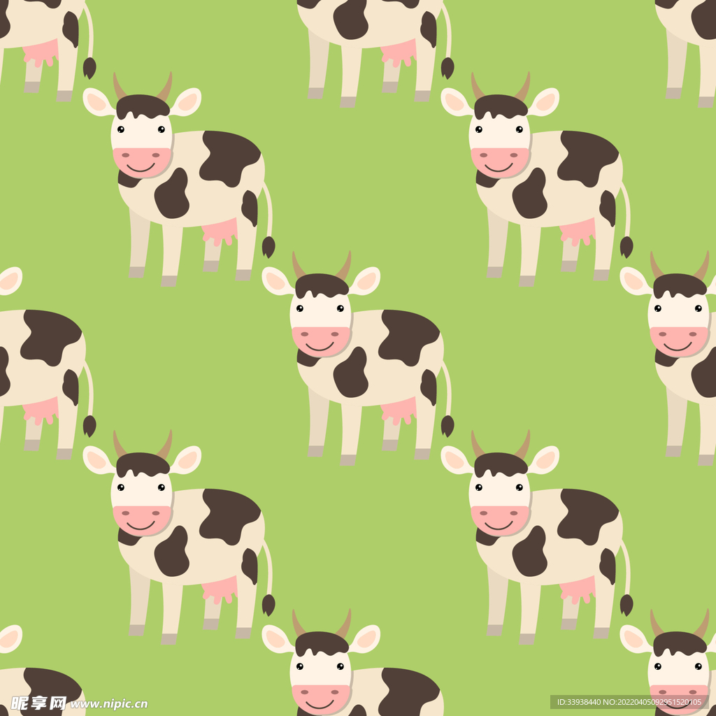 动物图案背景 可爱卡通奶牛