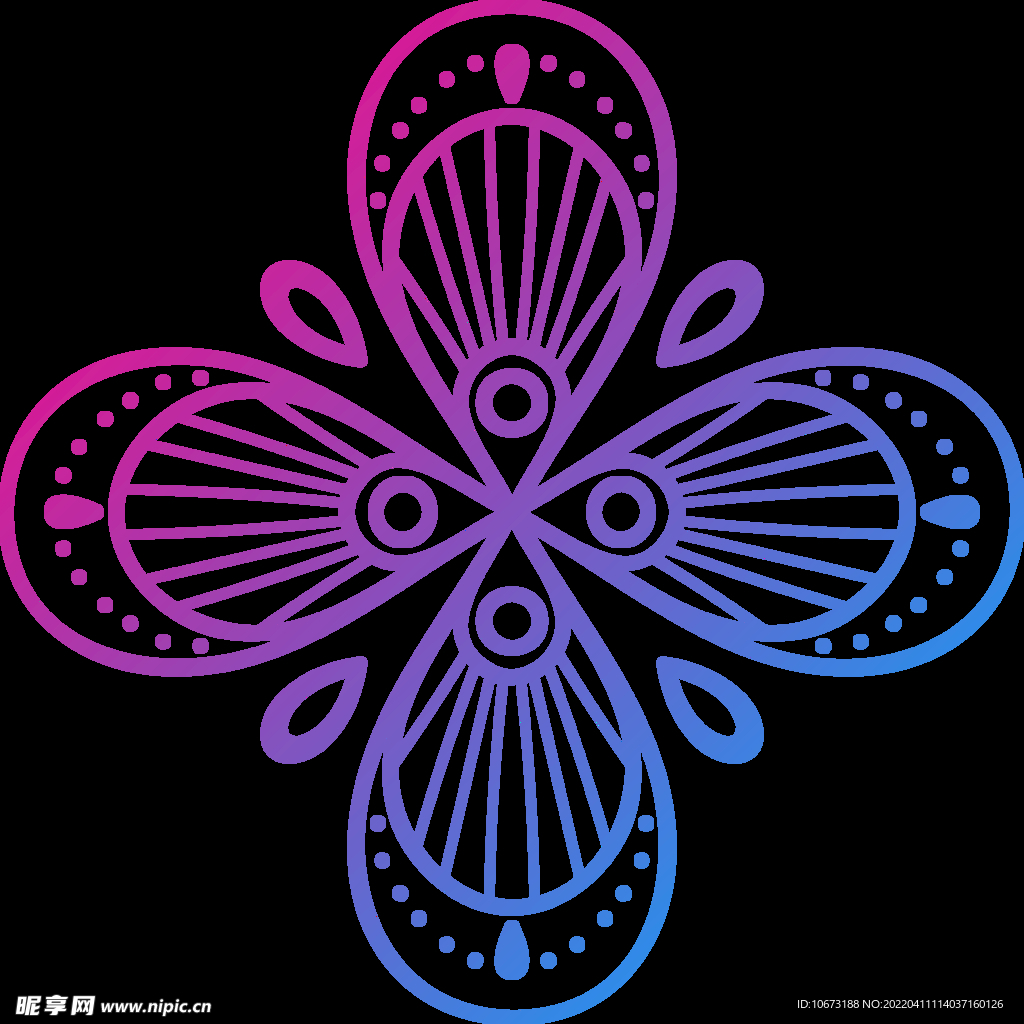 彩色復(fù)古花紋透明底免摳圖