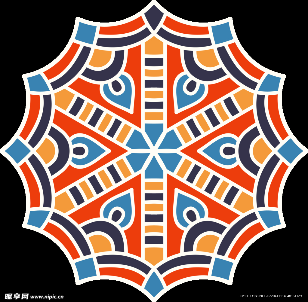 彩色復(fù)古花紋透明底免摳圖