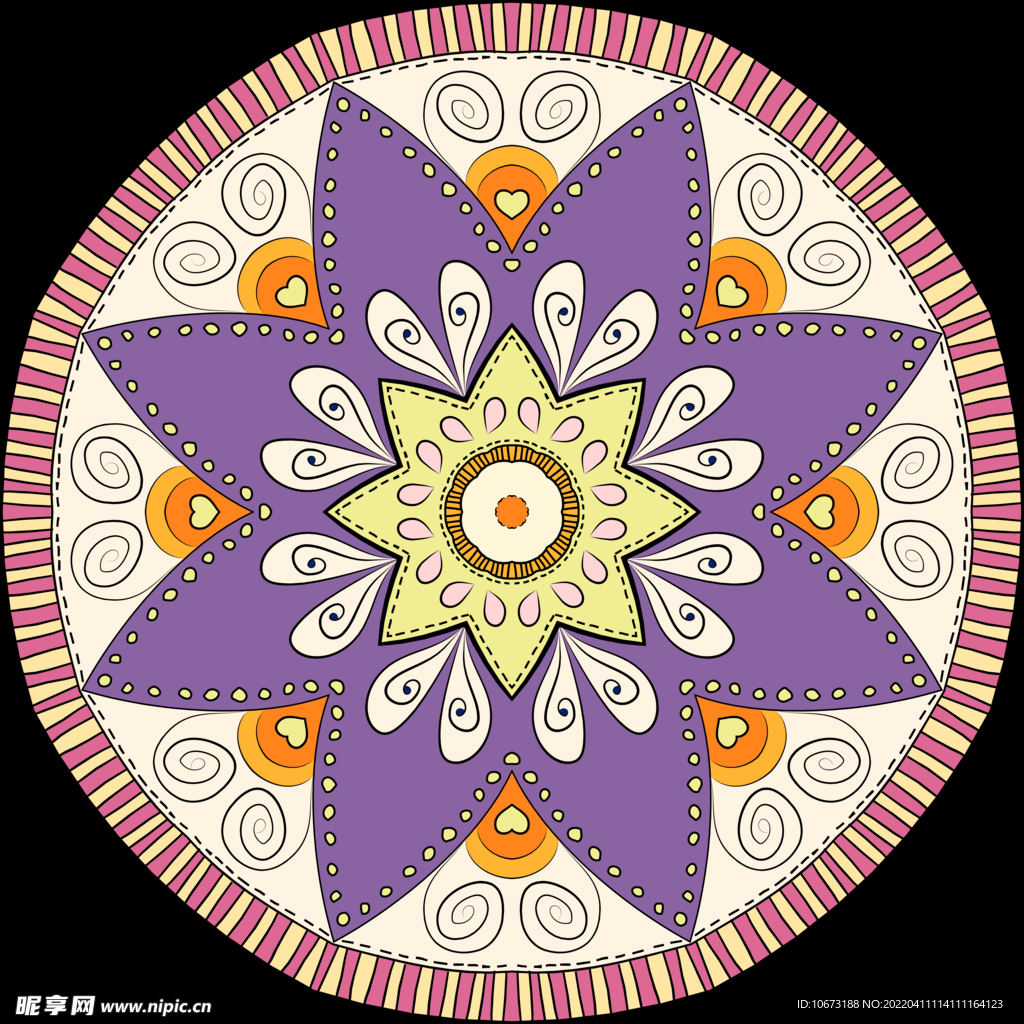 彩色復(fù)古花紋透明底免摳圖