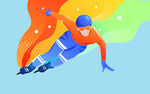 运动员滑冰插画