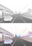 BMW宝马 X5线稿 道路城市