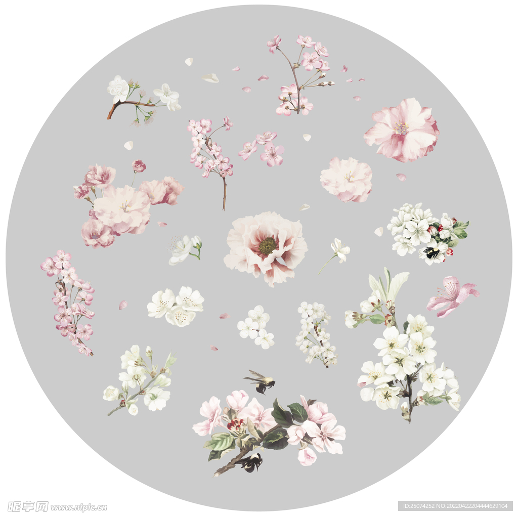 復(fù)古花 手繪花