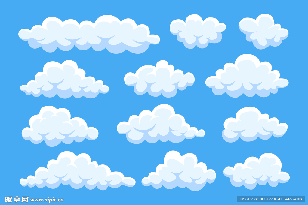 矢量卡通云朵各种形状