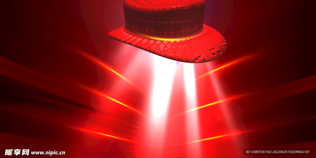 红色帽子红色光效背景