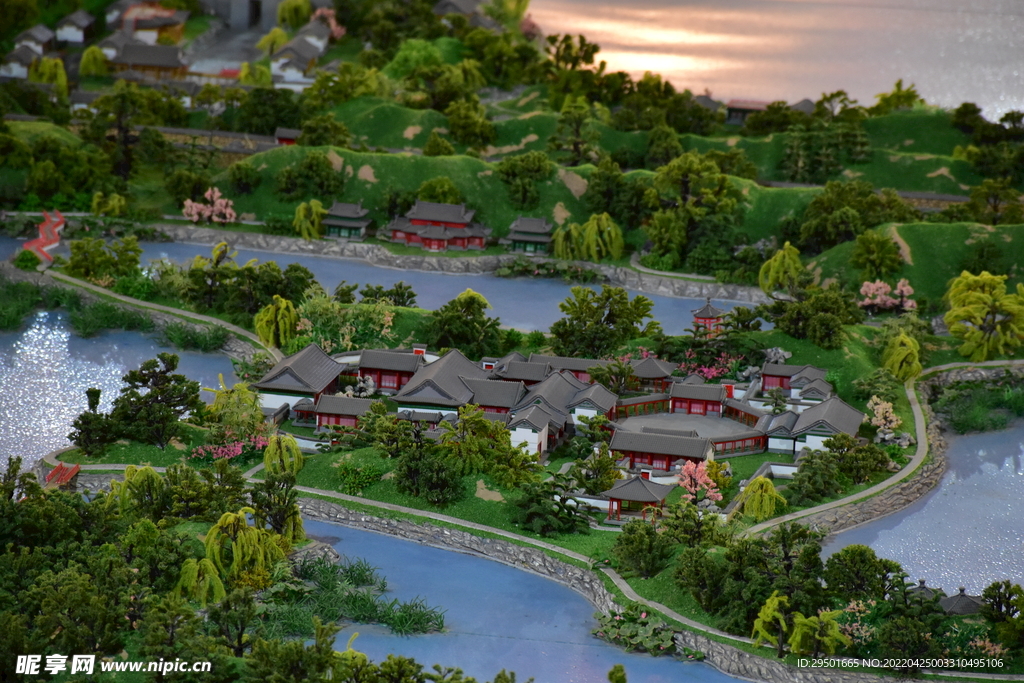 圆明园中式建筑园林景观模型沙盘