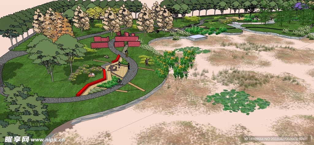 湿地景观skp模型