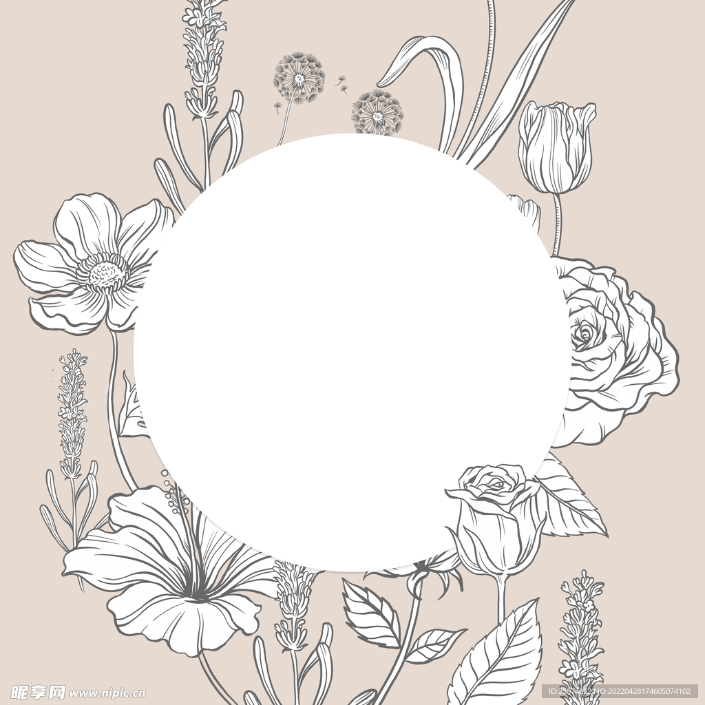 線描花朵