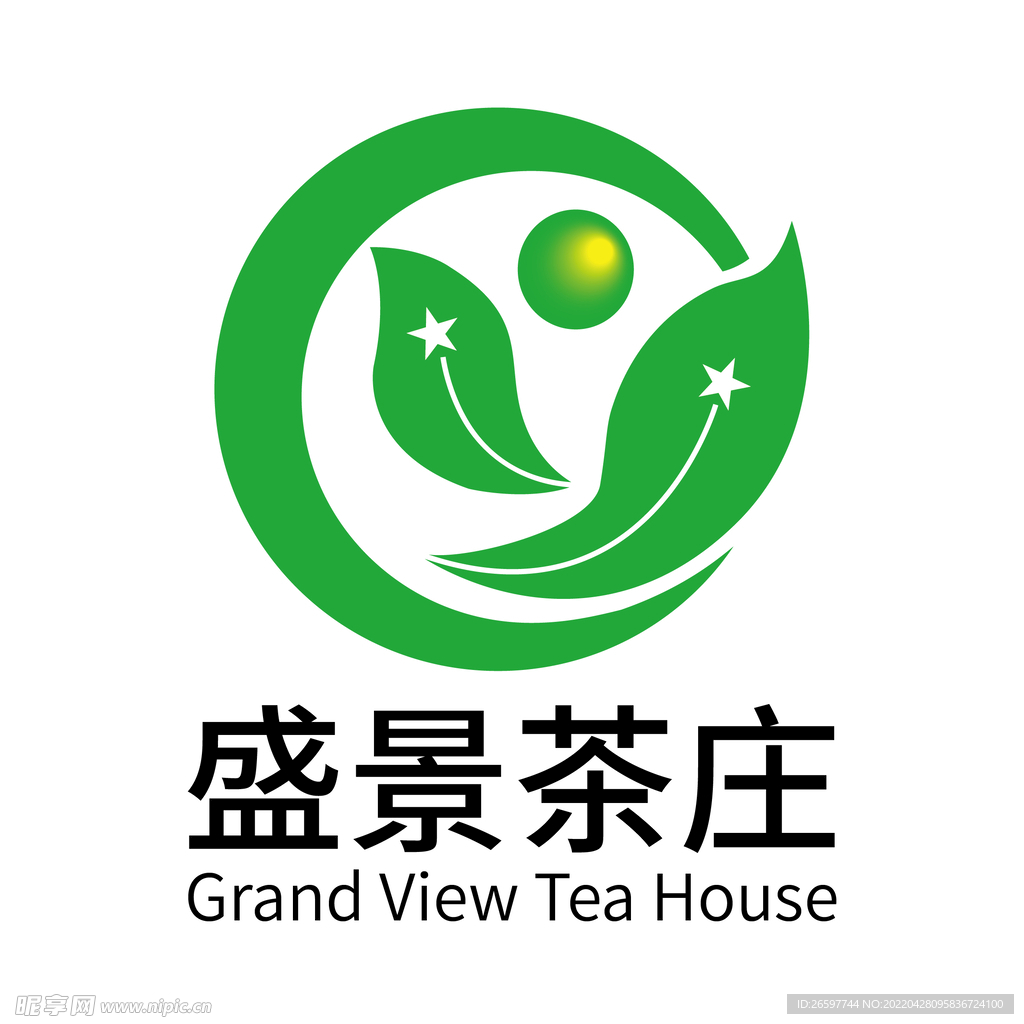 绿色清新茶庄logo