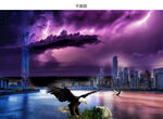 广州珠江夜景雷电图片