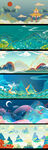 中国风烫金山水装饰画背景