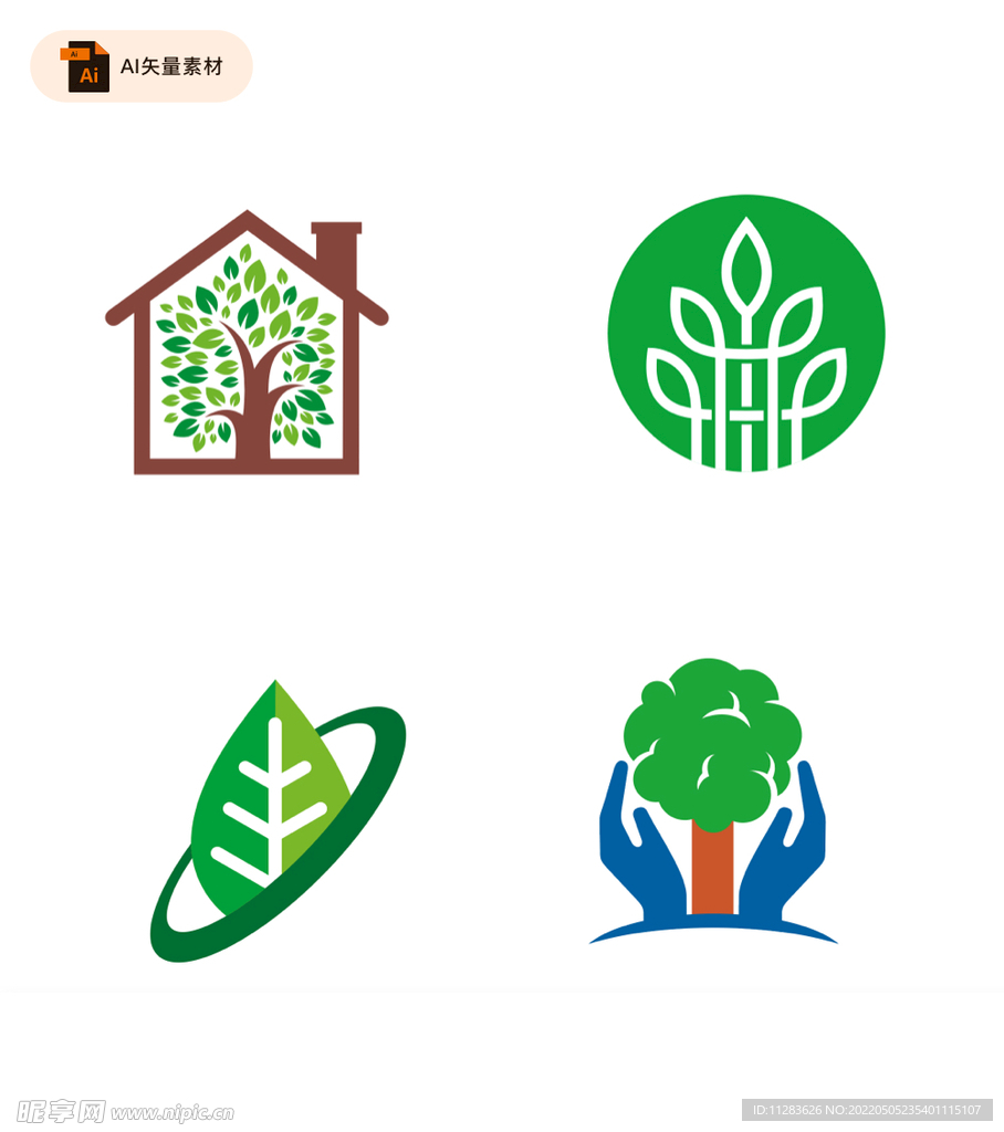 绿色环保树木矢量logo