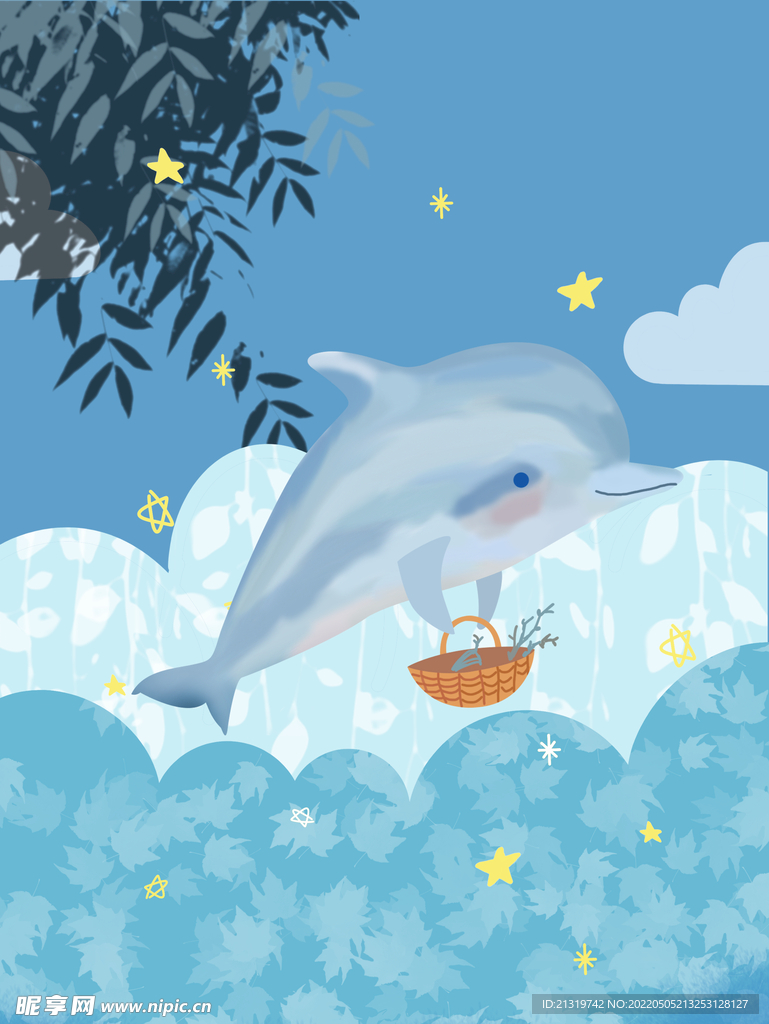 海豚创意插画