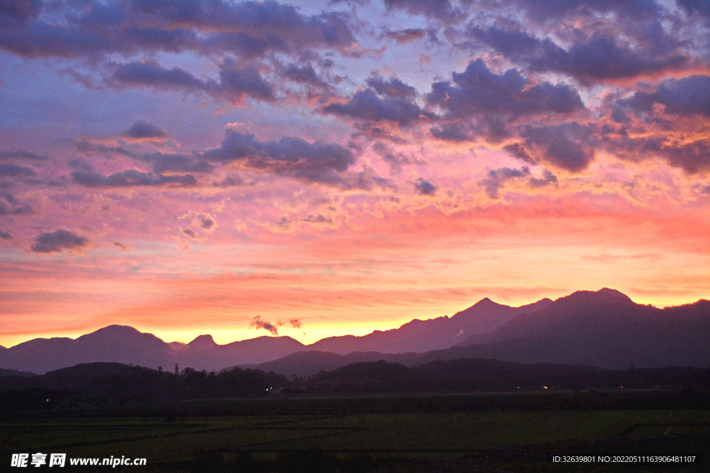  自然風景 夜景  夕陽