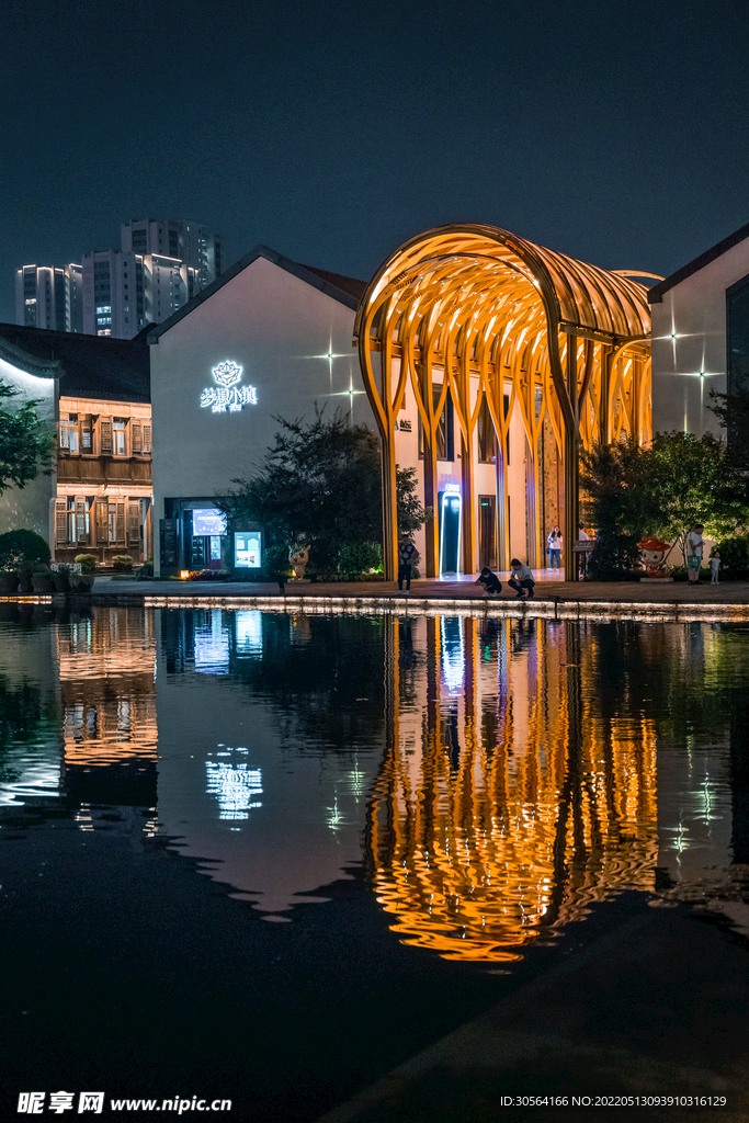 戶外夜晚城市建筑