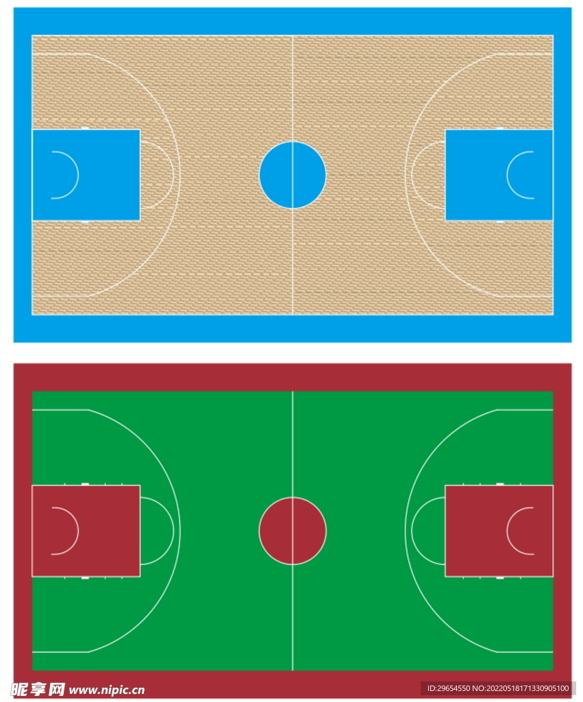 CBA标准篮球场矢量效果图