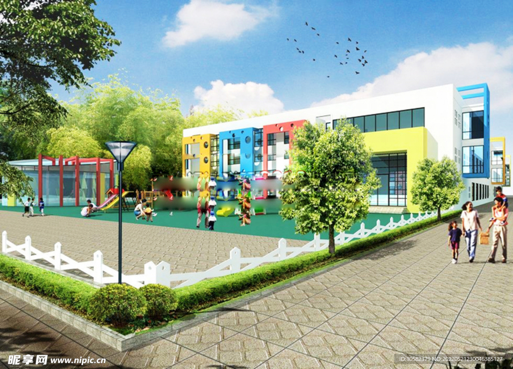 幼儿园室外活动区域3D设计展示