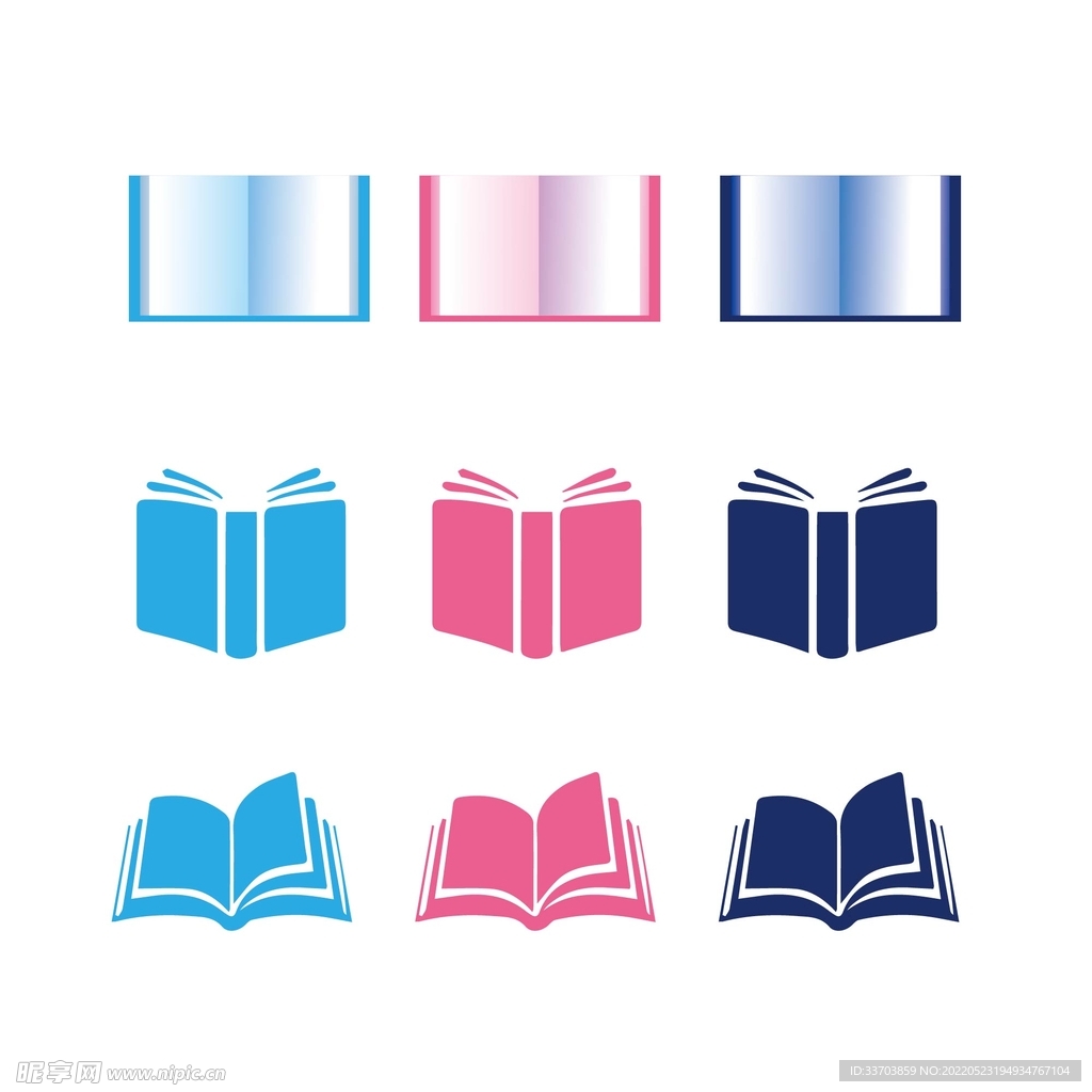 蓝色粉色书图标书本图标