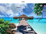 蓝天白云马尔代夫海景图片