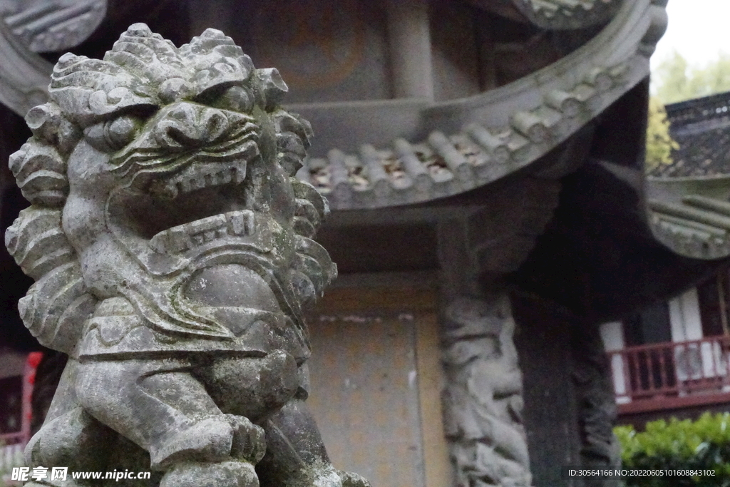 戶外復古石雕獅子建筑