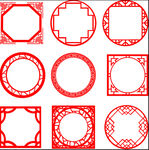 圆形中式古典边框设计素材-花纹