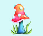 手绘彩色蘑菇