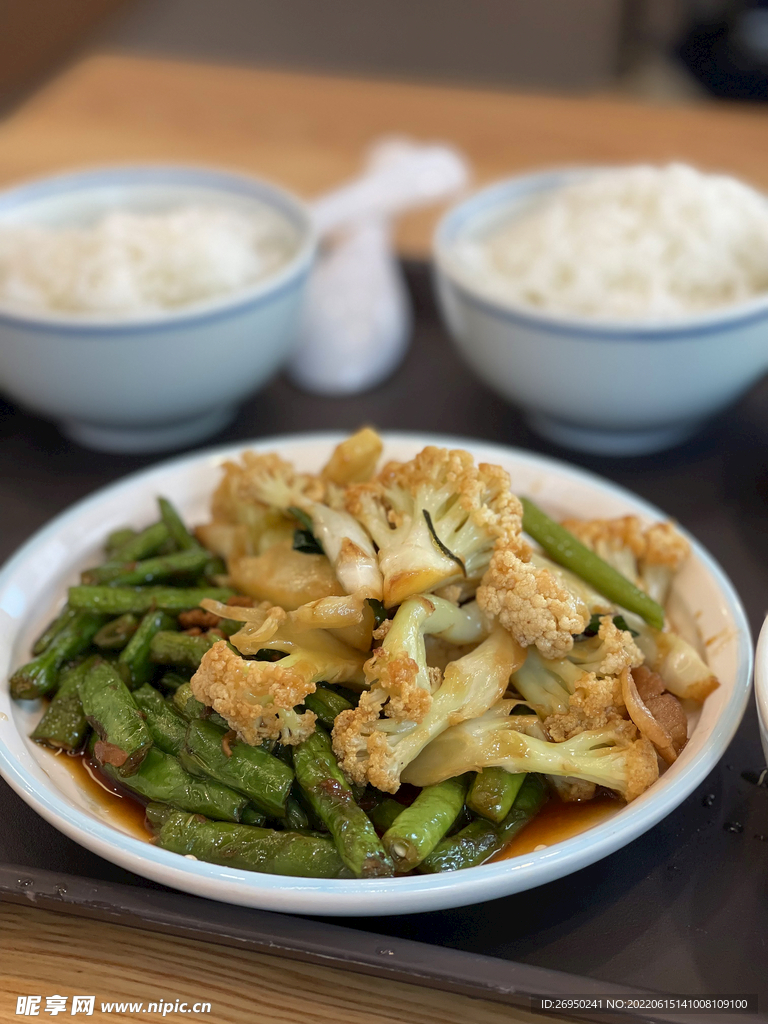 炒花菜豆角