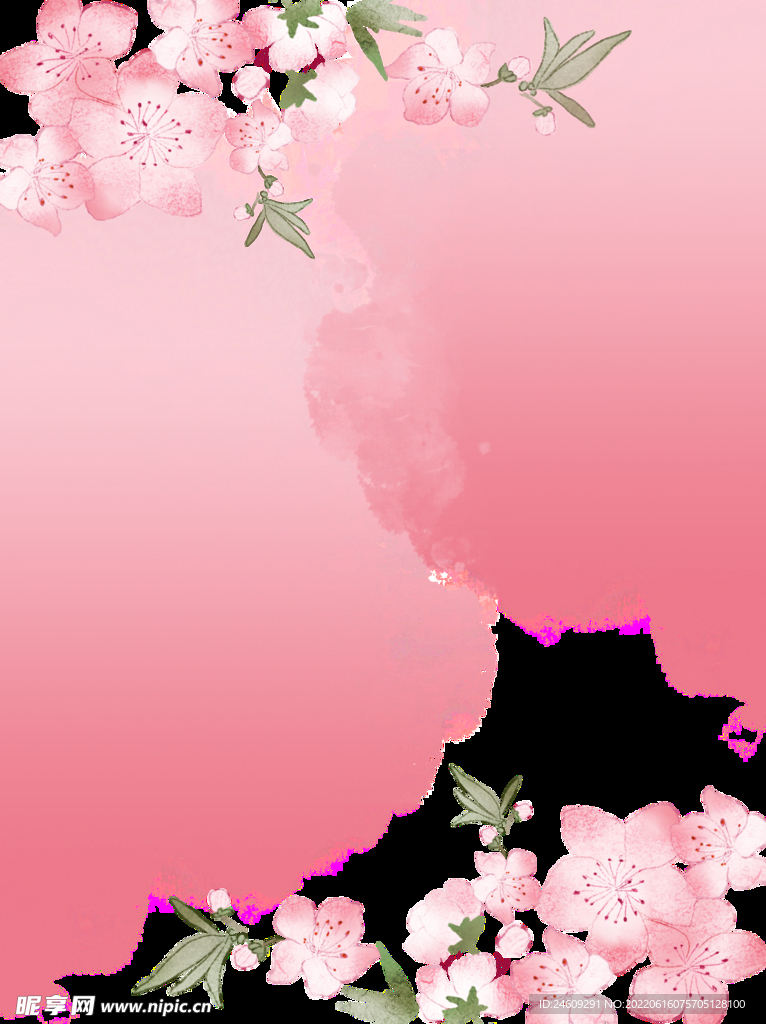 创意简约温馨粉色樱花手绘边框