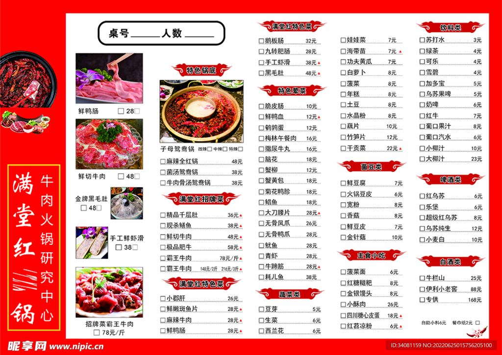 火鍋菜單