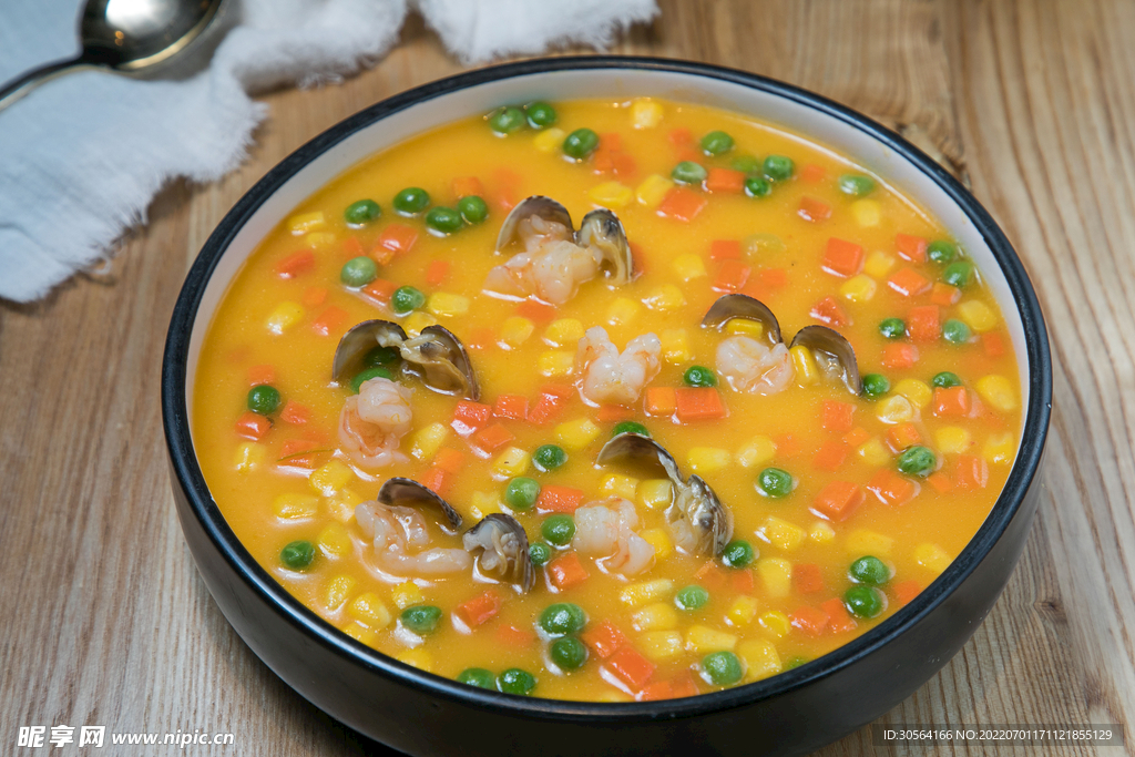 海鮮玉米濃湯美食