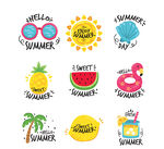 9款彩色夏季旅行标签矢量图