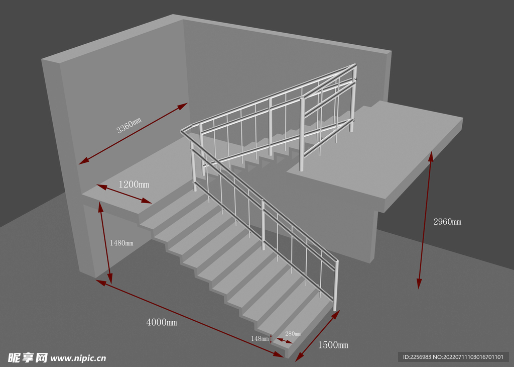 3D图 楼梯效果图