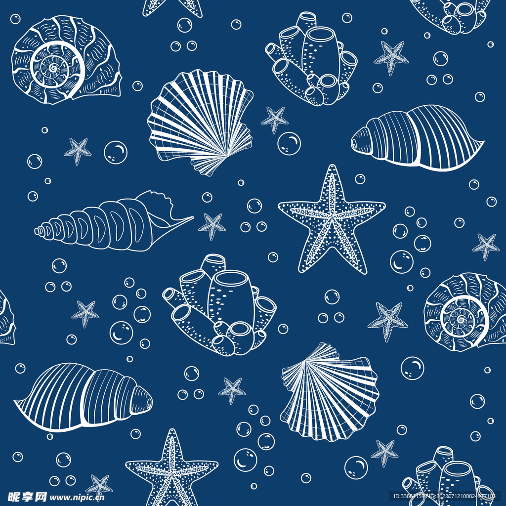 海洋生物贝壳无缝图