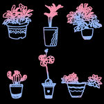 线性植物手绘元素