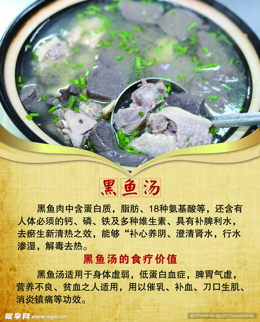 黑鱼汤食疗价值宣传海报