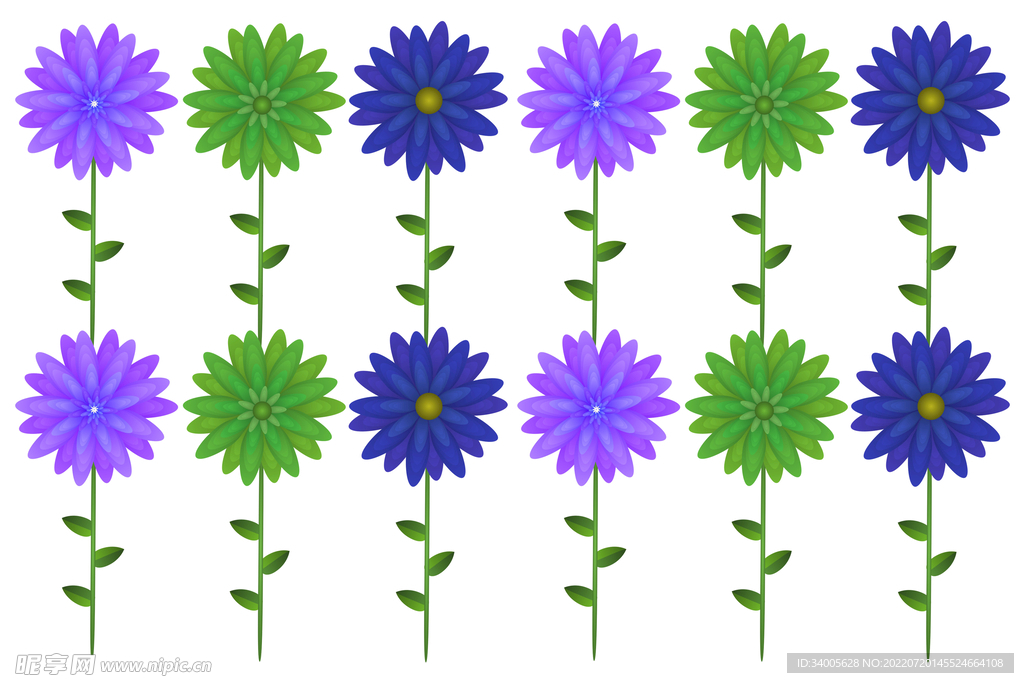 紫色绿色蓝色花