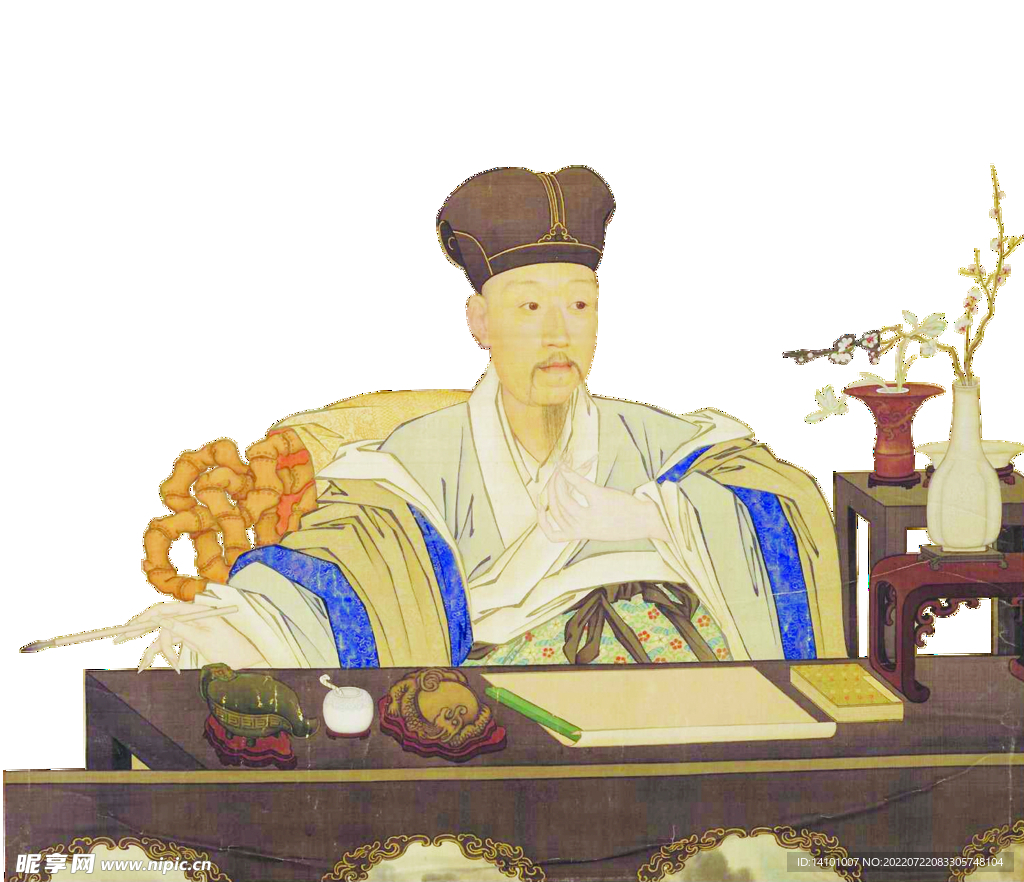 清佚名繪乾隆帝寫字像
