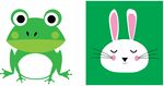 矢量卡通青蛙和兔子