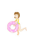 游泳的儿童卡通人物女孩