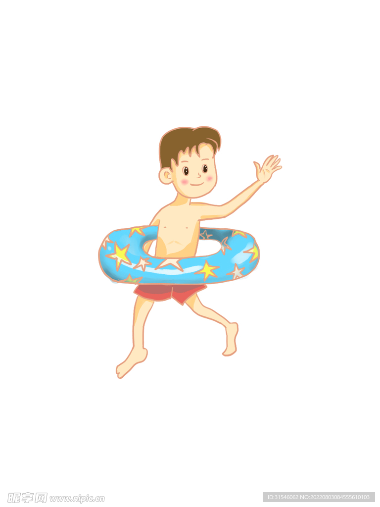 游泳的儿童卡通人物男孩 