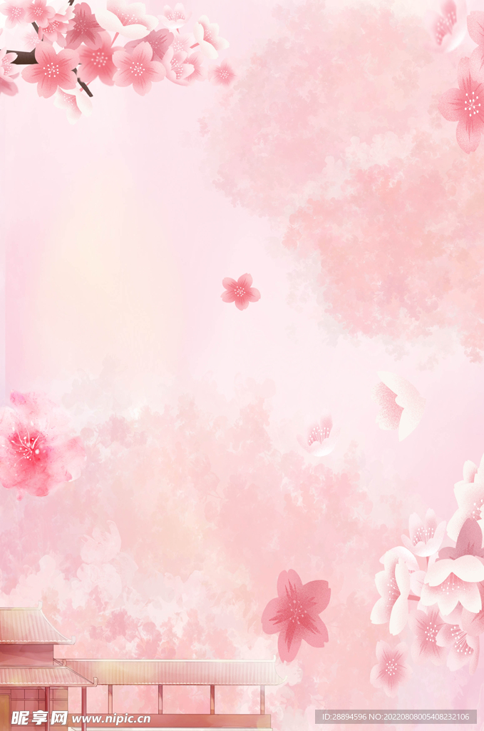粉色樱花中国风背景