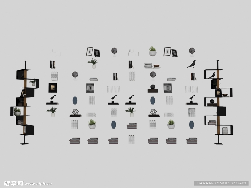 装饰架书架3d模型